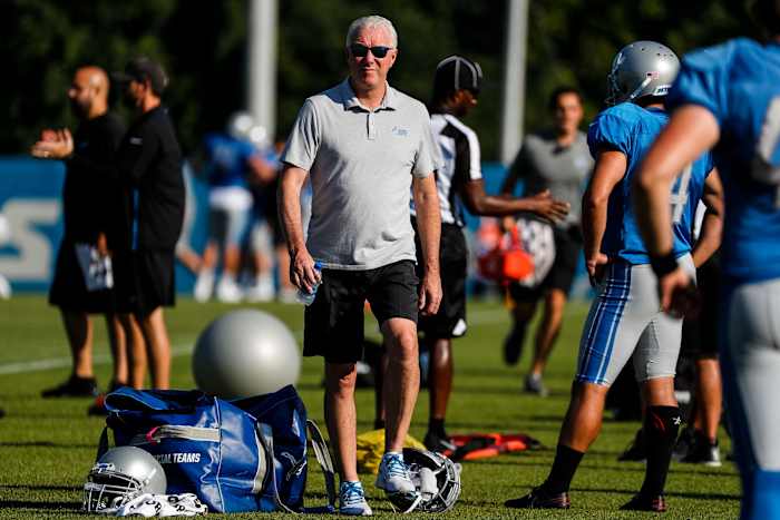 Rod Wood walks along training camp